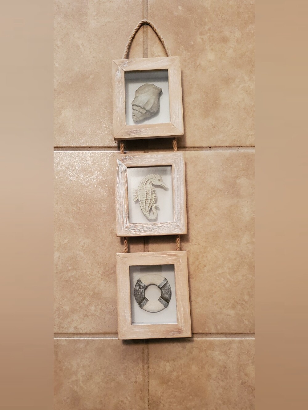 Shadow Box Coastal- Nautical Rope-Linked Trio Wall Hanging.